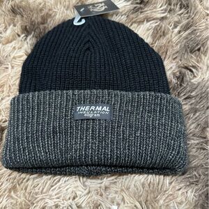 Thermal Insulation Black and Gray Beanie